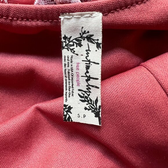 Intimately Free People Size S Pink Blush Velvet Floral Ruffled Mini Dress - Picture 3 of 15